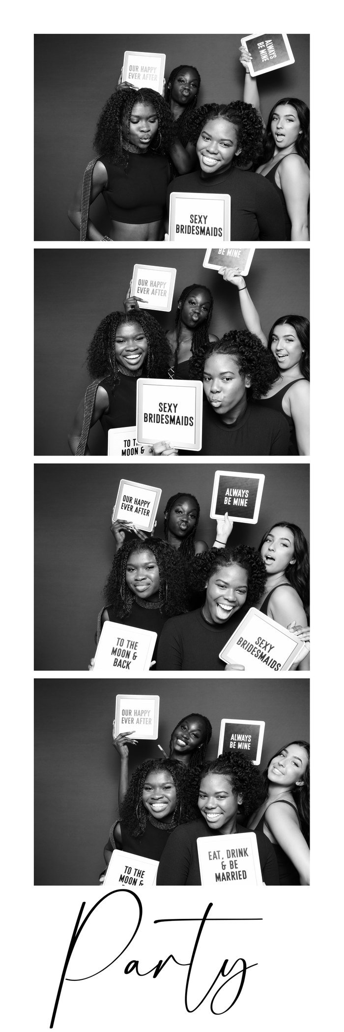 A finished four-frame photo strip with a Party design
